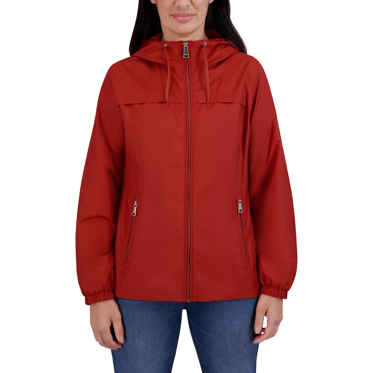 DKNY Chamarra rompevientos para Dama Naranja Extra Grande