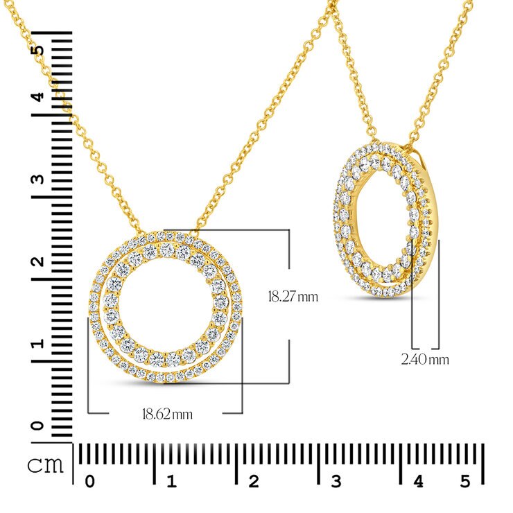 0.74ctw, Collar de Diamantes, Corte Redondo, Oro Amarillo de 14K