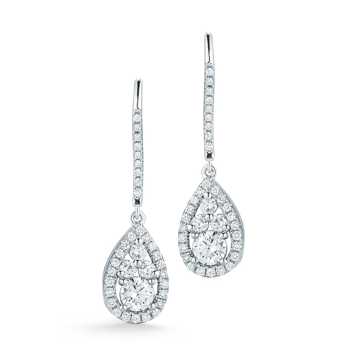 Aretes de Diamantes .95ctw, Forma de Lágrima, Oro Blanco 14kt Aretes de Diamantes .95ctw, Forma de Lágrima, Oro Blanco 14kt