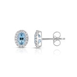 Aretes de Aquamarina con diamantes 0.19ctw, Oro Blanco 14K