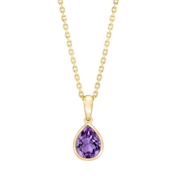 Collar de Gota, Amatista Morada, Oro 14k Collar de Gota, Amatista Morada, Oro 14k