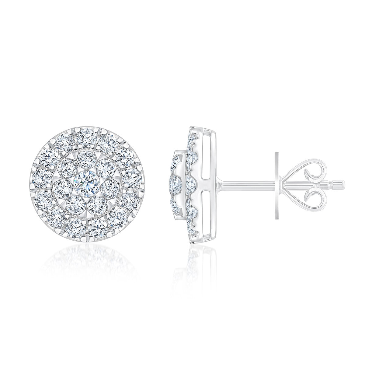 Aretes, 1.00ctw Diamantes, Oro Blanco de 14K