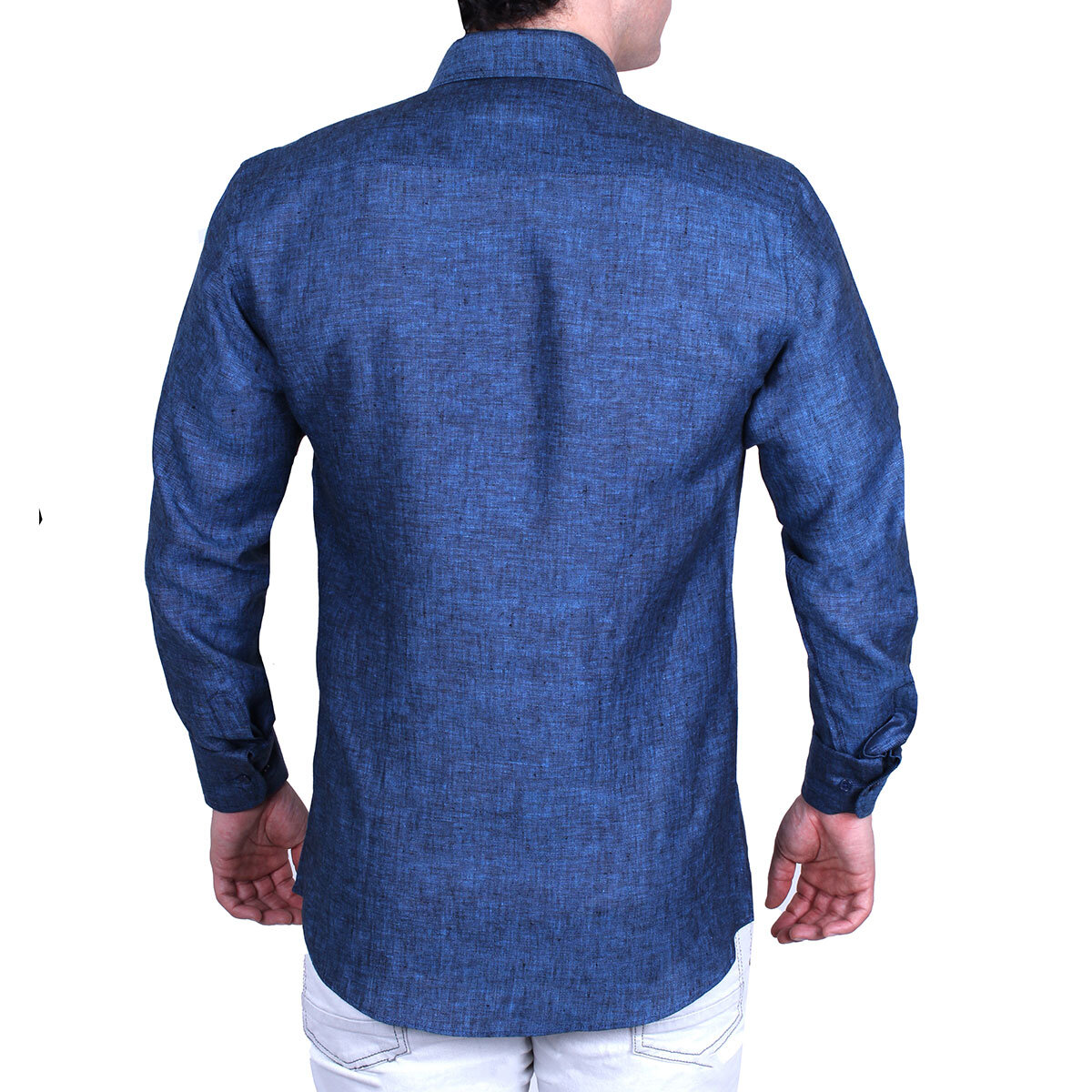 Emporio Colombo, Camisa de Lino para Caballero Corte Regular/Slim en Varias Tallas, Color Azul