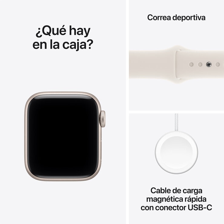 Apple Watch SE 3 (GPS + Celular) 44mm Aluminio Blanco Estelar + Correa Deportiva Blanco Estelar - Talla S/M