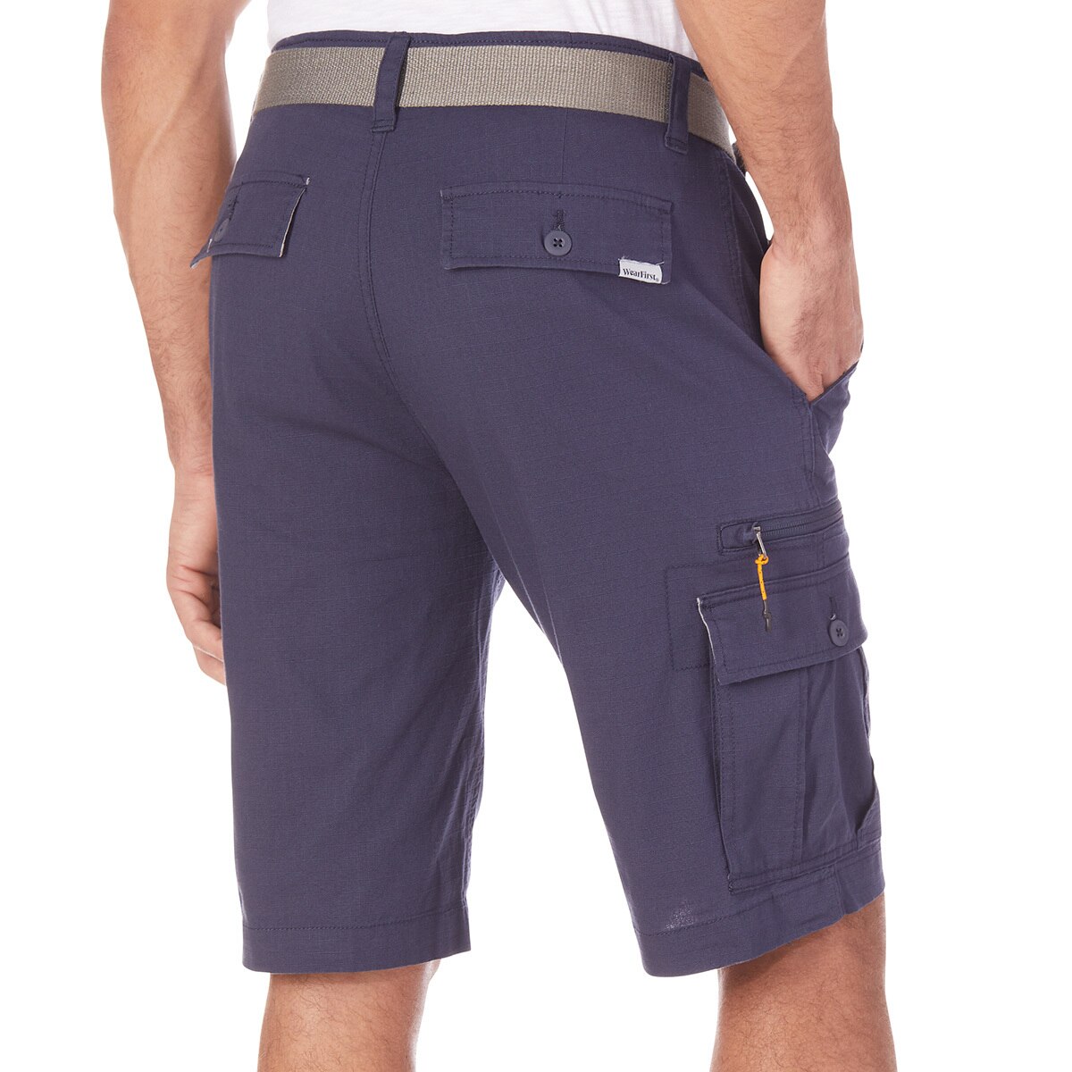 Wearfirst, Shorts tipo Cargo con Cinturón para Caballero, Azul Marino