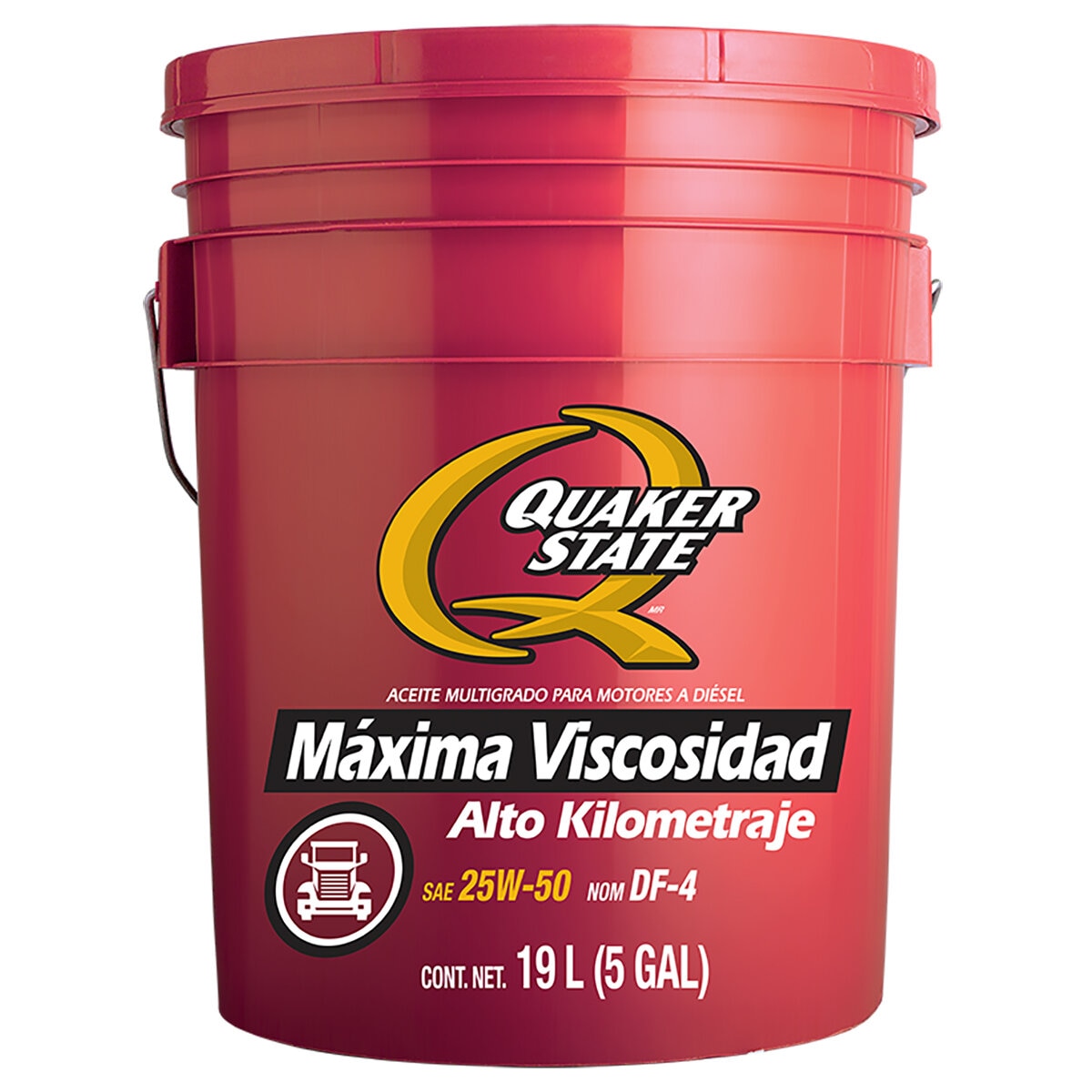 Quaker Aceite para motor a Diesel Alto Kilometraje SAE 25W50 Cubeta de 19L