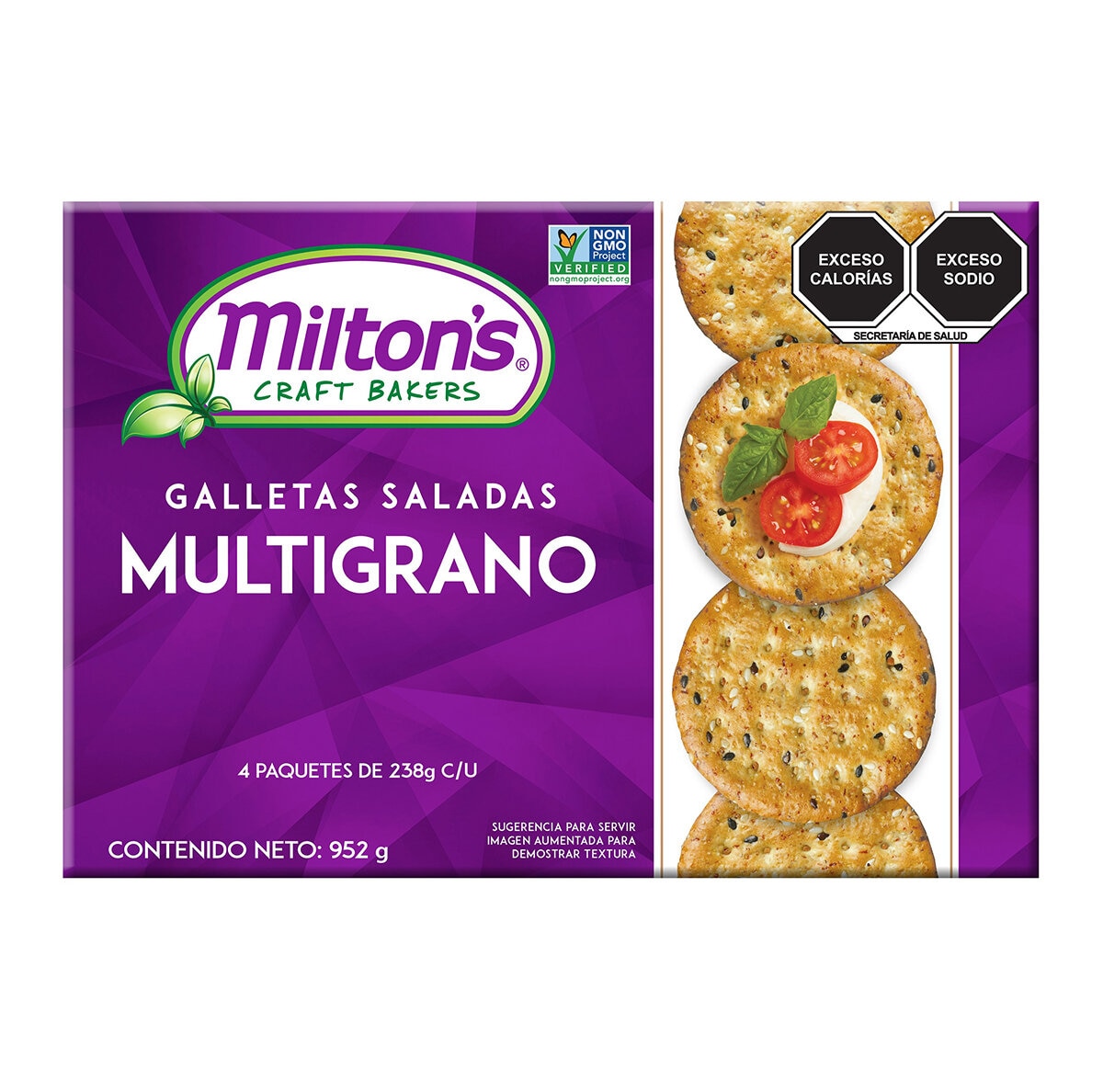 Milton's Galletas Saladas Multigrano 4 pzas de 238 g