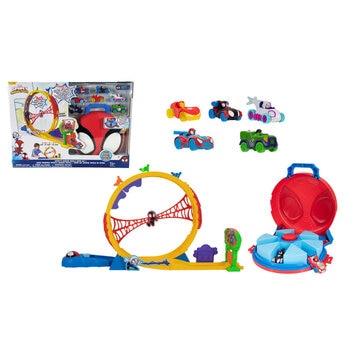 Spidey and Friends, Pista Súper Loop 360° y Estuche de Transporte
