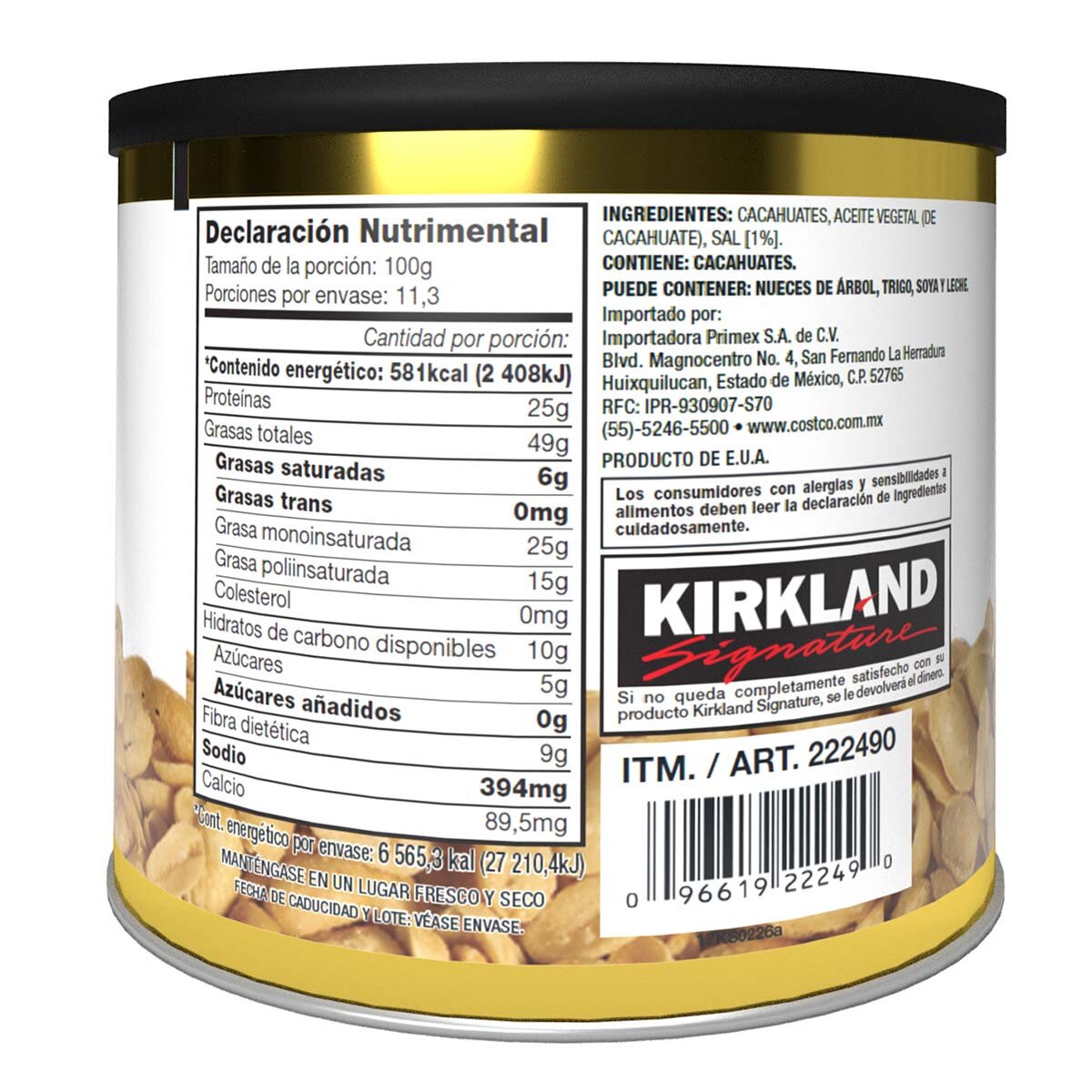 Kirkland Signature Cacahuates Tostados y Salados 1.13 kg