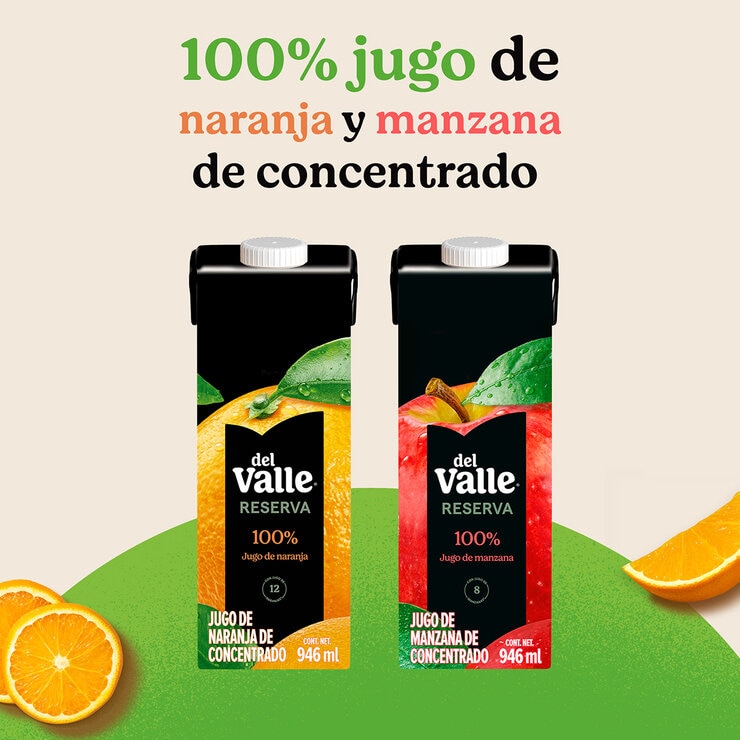 Del Valle Jugos de Manzana y Naranja 6 pzas de 1 l