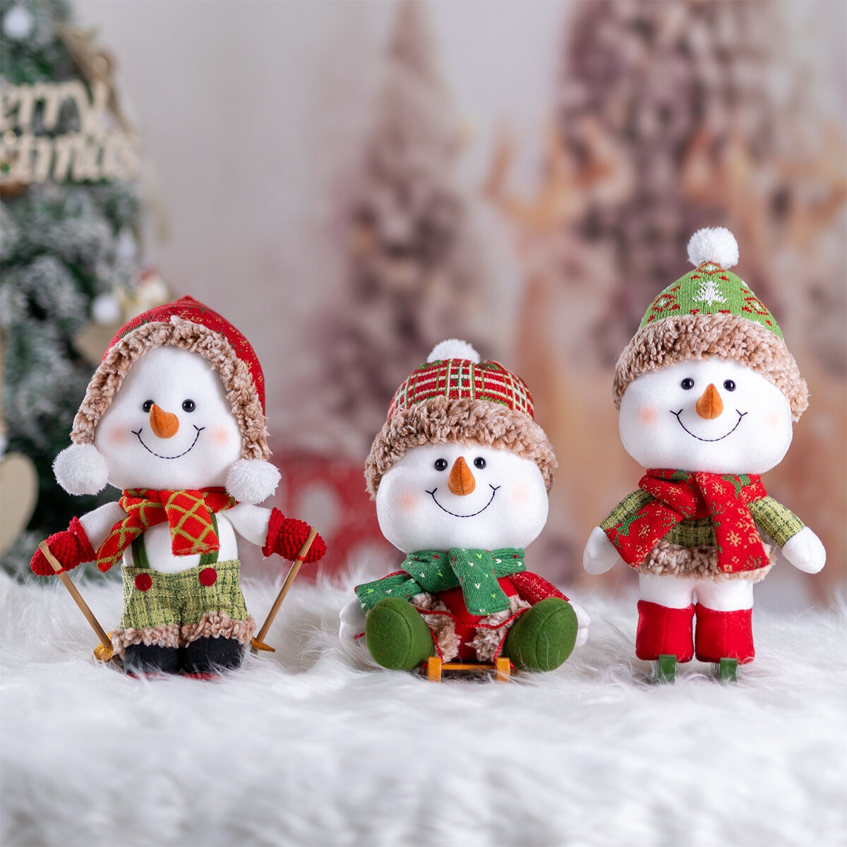 Muñecos de Nieve Decorativos, Juego de 3 Pzas.
