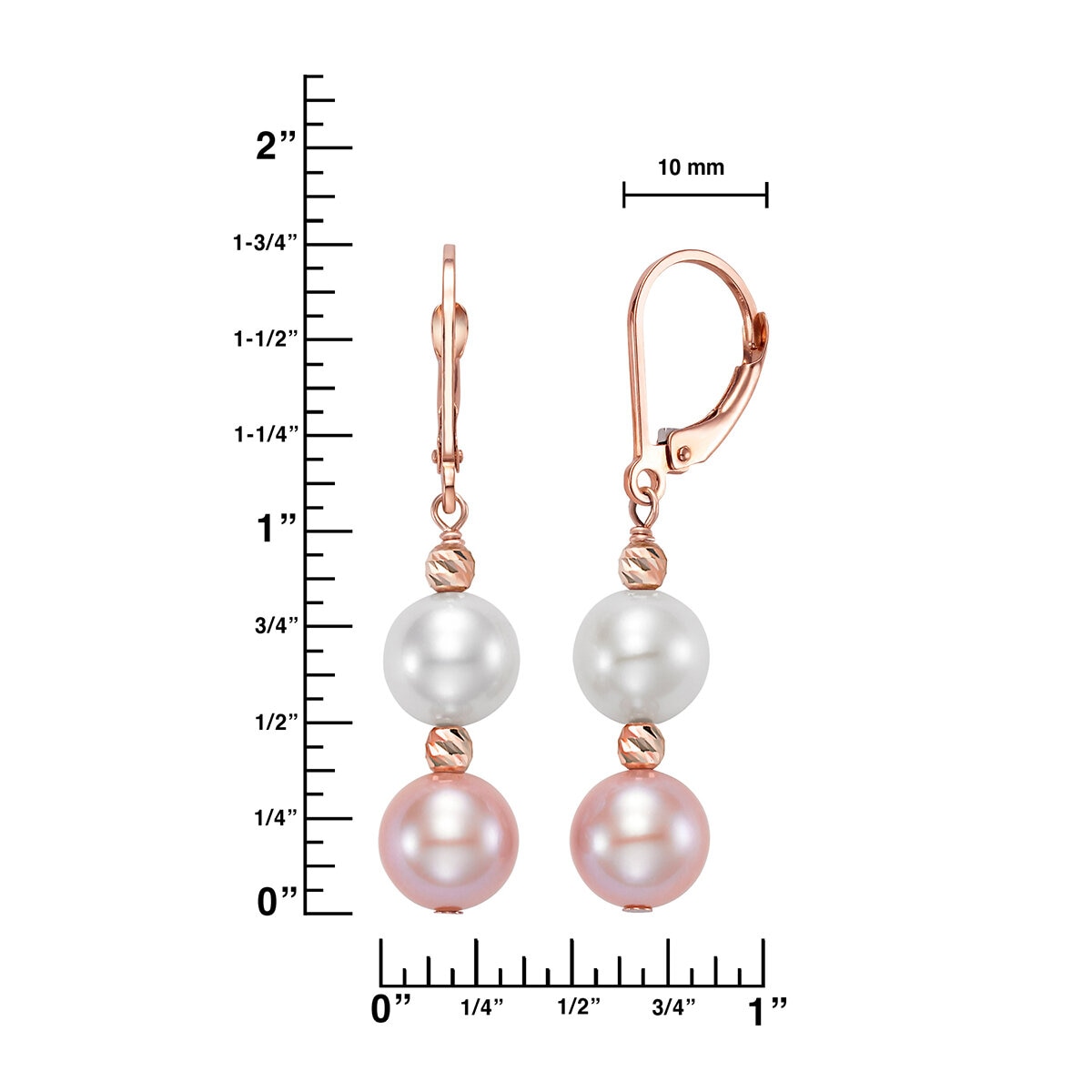 Aretes de Perlas Cultivadas, Oro Rosa de 14K