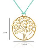 Ablime, Juego de Collar, Aretes y Anillo con Diseño de Árbol de la Vida en Baño de Oro