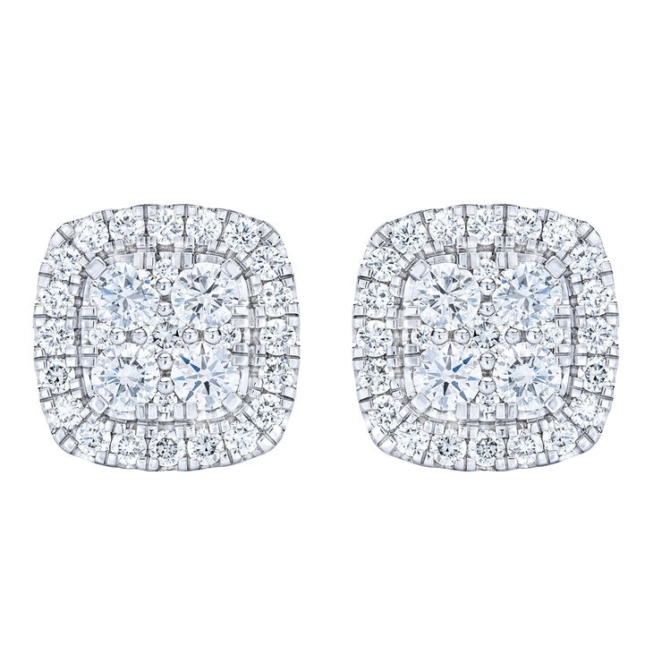 Aretes, 1.50ctw Diamantes, Oro Blanco de 14K