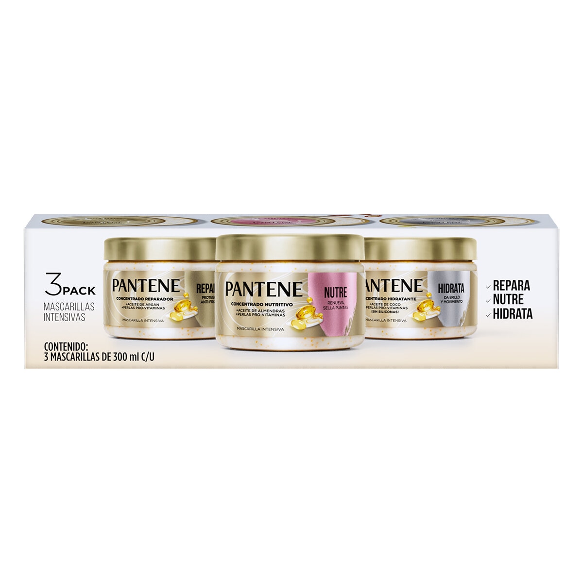 Pantene Mascarillas Capilares 3 pzas de 300 ml c/u