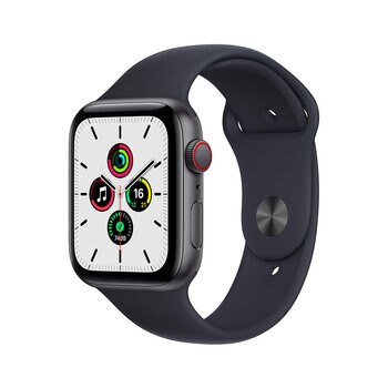 Apple Watch SE (GPS + Celular) Caja de Aluminio gris espacial 44 mm con correa deportiva en color medianoche 