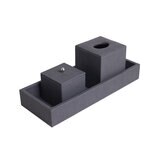BHOME, Juego de Baño de Vinipiel, 3 Piezas, Color Gris