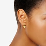 Aretes de Candado de Corazon, Oro Amarillo 14K