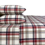 Flannel From Portugal, Juego de Sábanas de Franela, Tamaño Matrimonial 4 Piezas, Red Plaid