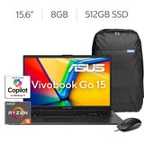 ASUS Vivobook Go Laptop 15.6" Full HD AMD Ryzen 5 8GB 512GB SSD + Mouse + Mochila