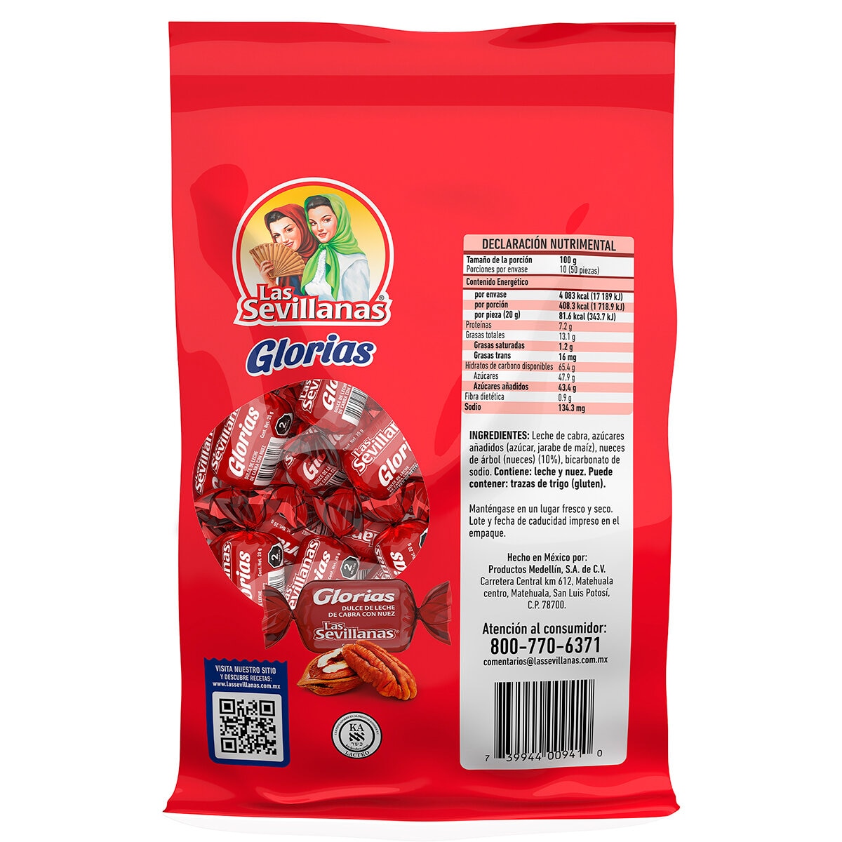 Las Sevillanas Glorias con Nuez 50 pzas de 20 g