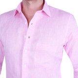 Emporio Colombo, Camisa de Lino para Caballero Corte Regular/Slim en Varias Tallas, Color Rosa