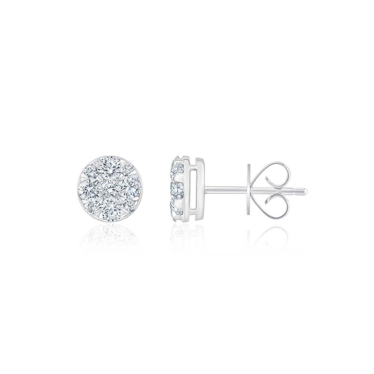 Aretes de Diamantes, 0.8ctw, Corte Redondo, Oro Blanco de 14Kt