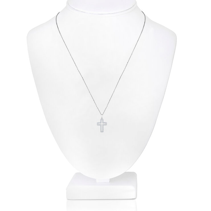 Dije de Cruz de Diamantes 0.25ctw, Oro Blanco 14K
