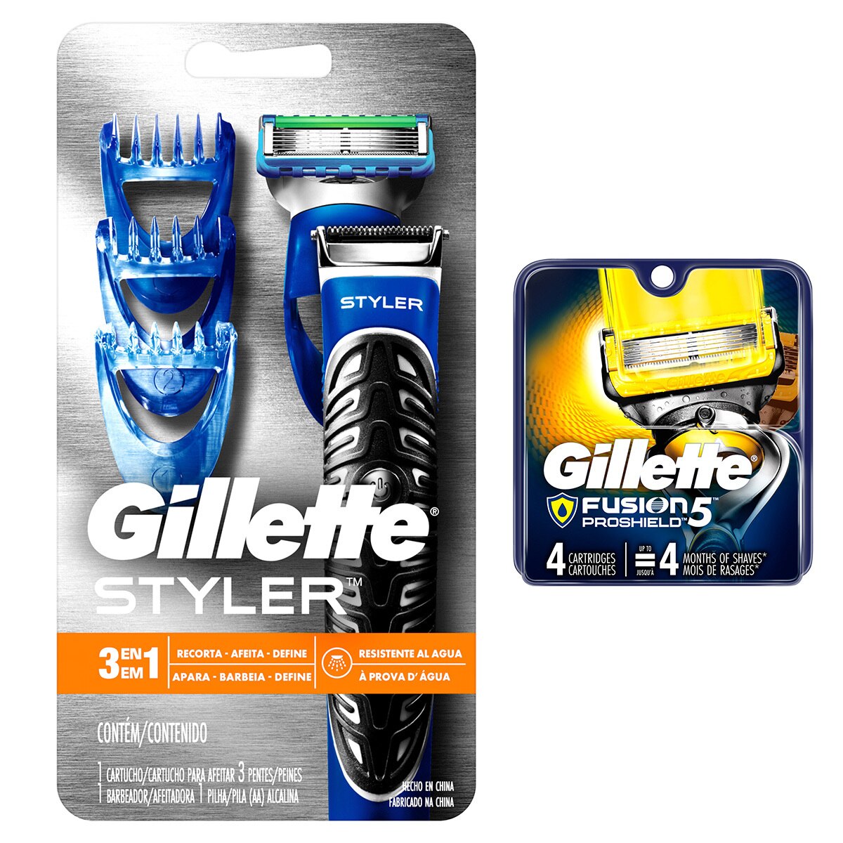 Gillette Styler Maquina Afeitadora con 4 Cartuchos 