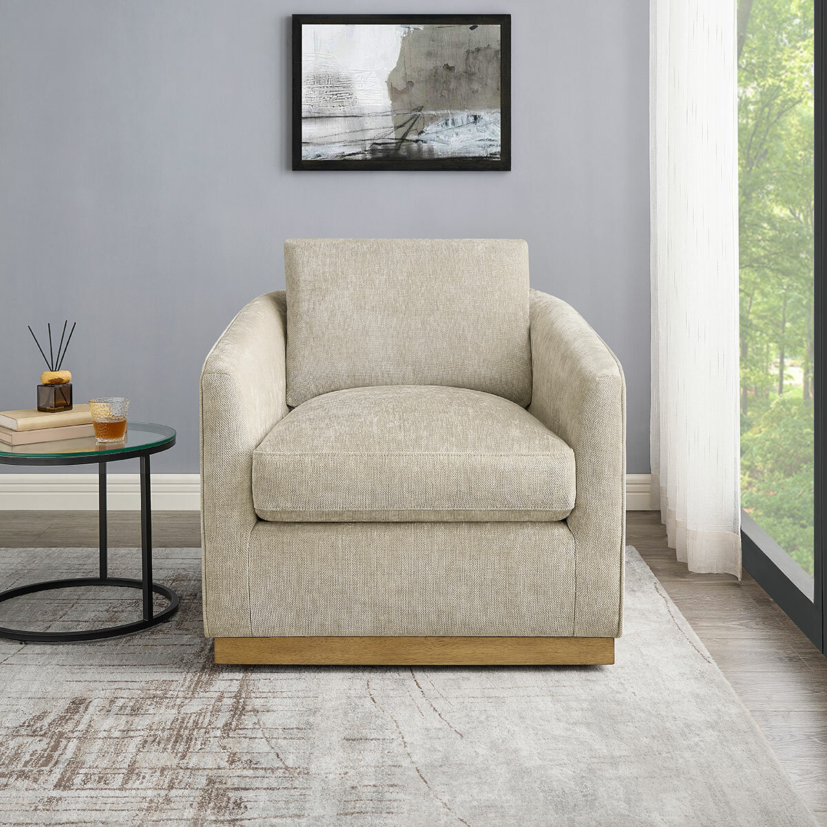 Henredon, Sillón Giratorio de Tela Henredon, Sillón Giratorio de Tela