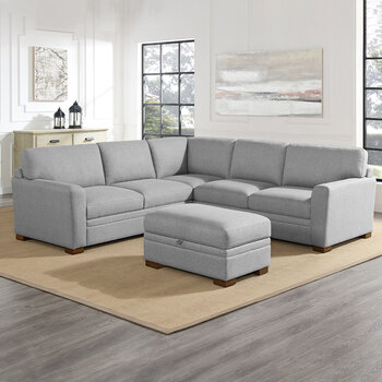 Thomasville, Langdon, Sofá Seccional de Tela de 3 piezas con Otomano con Almacenamiento Thomasville, Langdon, Sofá Seccional de Tela de 3 piezas con Otomano con Almacenamiento