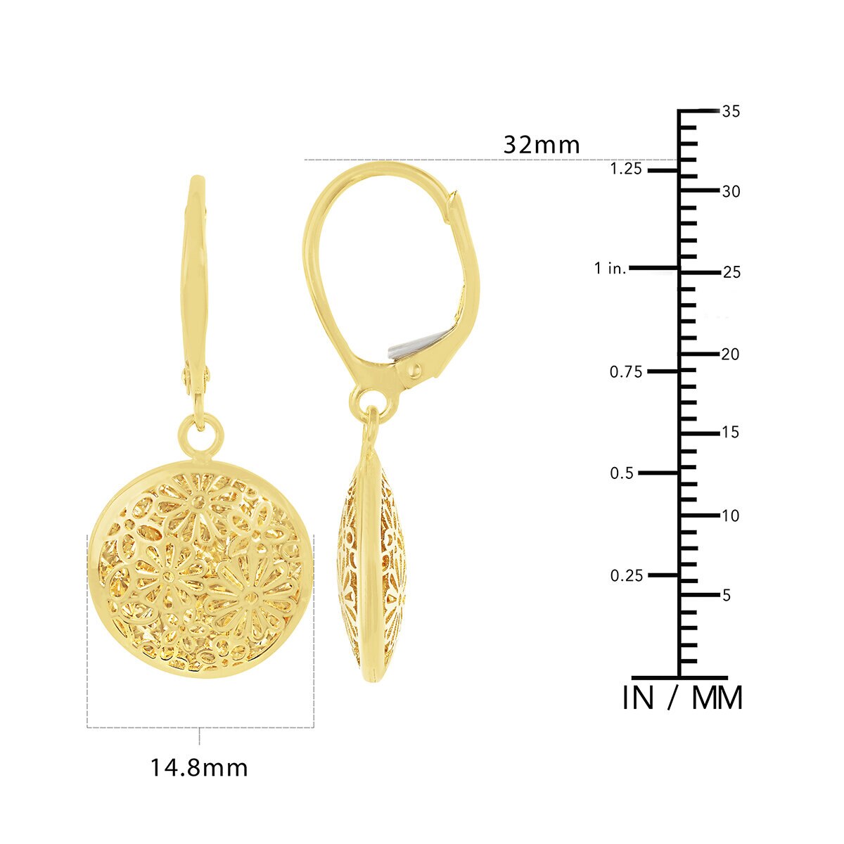 Aretes, Oro Amarillo de 14K Aretes, Oro Amarillo de 14K