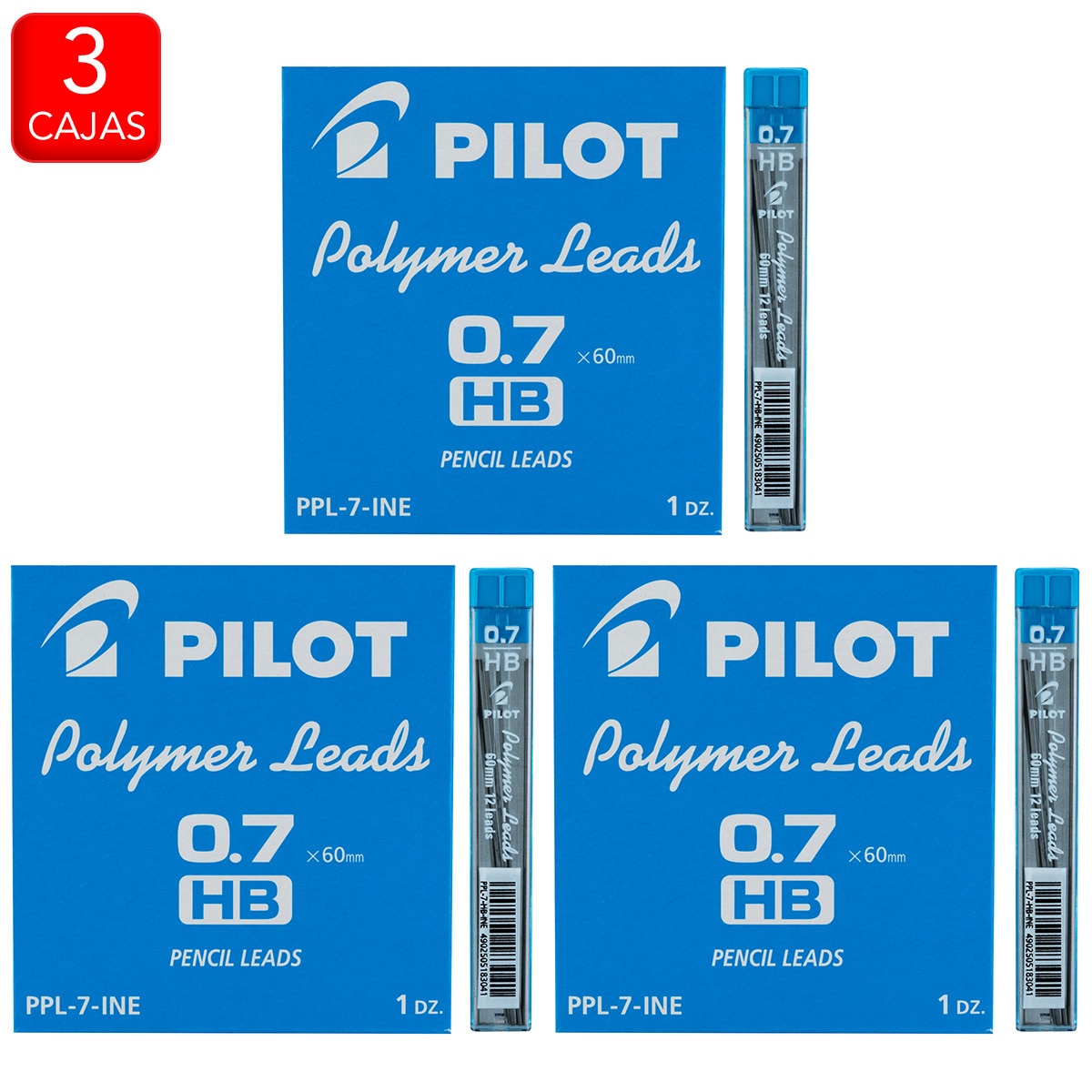 Pilot minas 0.7mm grado HB, 3 cajas