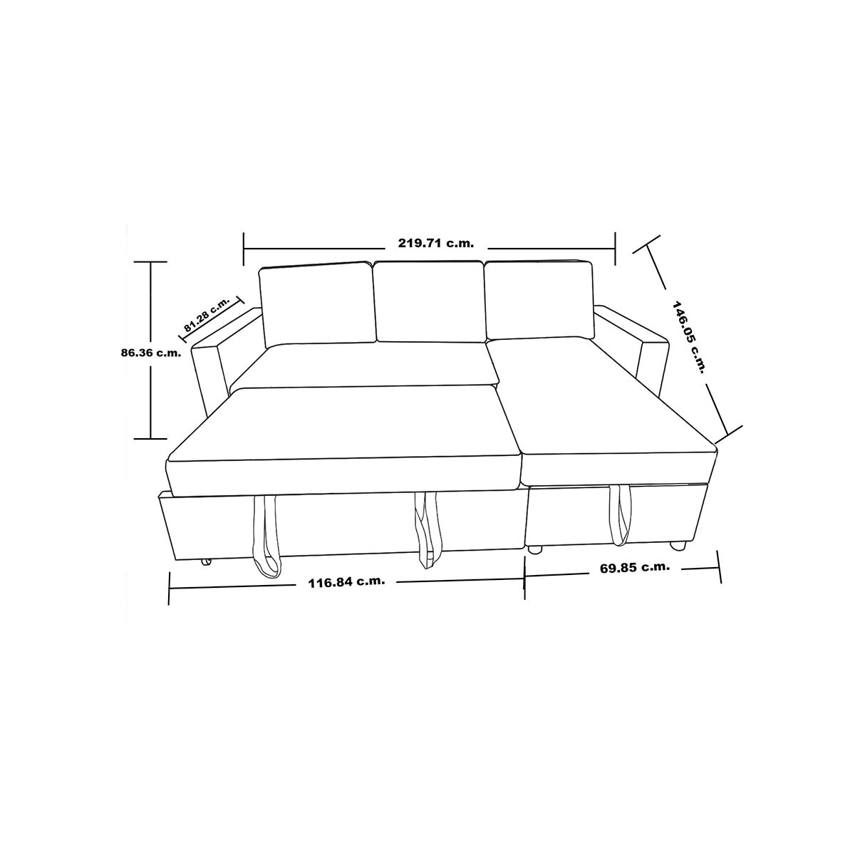 Coaster, Sofá Cama Seccional, Color Gris