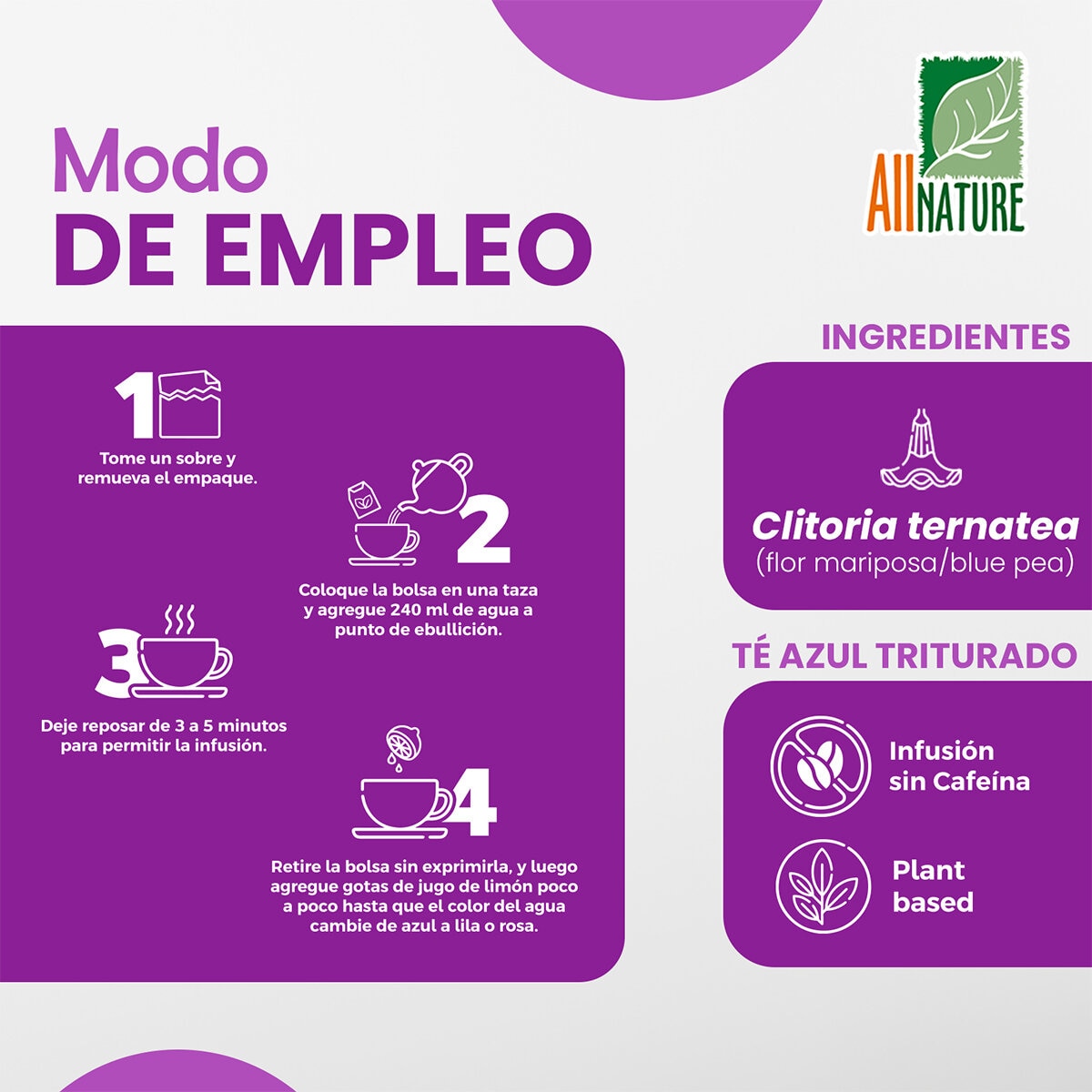 All Nature Blue Pea Tea 60 Sobres