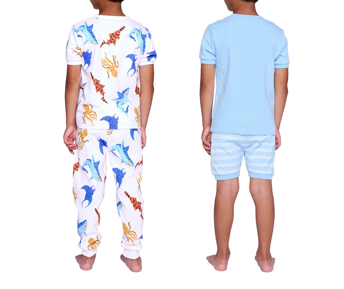 Pekkle Pijamas 4 piezas para Niños o Niñas Pulpo / Tiburón 3 Años