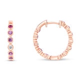 Aretes de Zafiro Rosa y Diamantes 0.08ctw, Oro Rosa de 14K