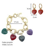 Mayfer, Juego Pulsera y Aretes con Piedra Natural