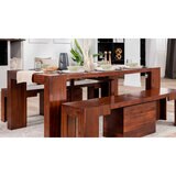 Transformer Table, Set de Comedor Expandible, Capacidad de hasta 12 Personas, 100% Madera, Color Mahogany