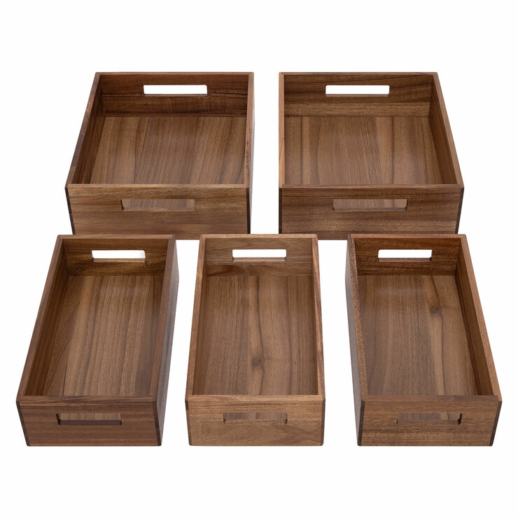 Seville Classics Juego de Cajones para Almacenamiento de Madera de Acacia, 5 Piezas Seville Classics Juego de Cajones para Almacenamiento de Madera de Acacia, 5 Piezas