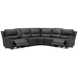 Gilmancreek Furniture, Sofá seccional reclinable de piel con sistema y cabeceras eléctricas