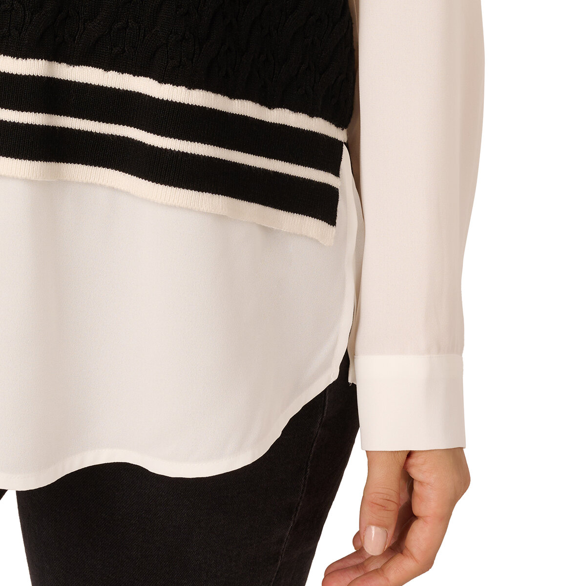 Adrianna Papell Chaleco con blusa simulada para Dama Negro Grande