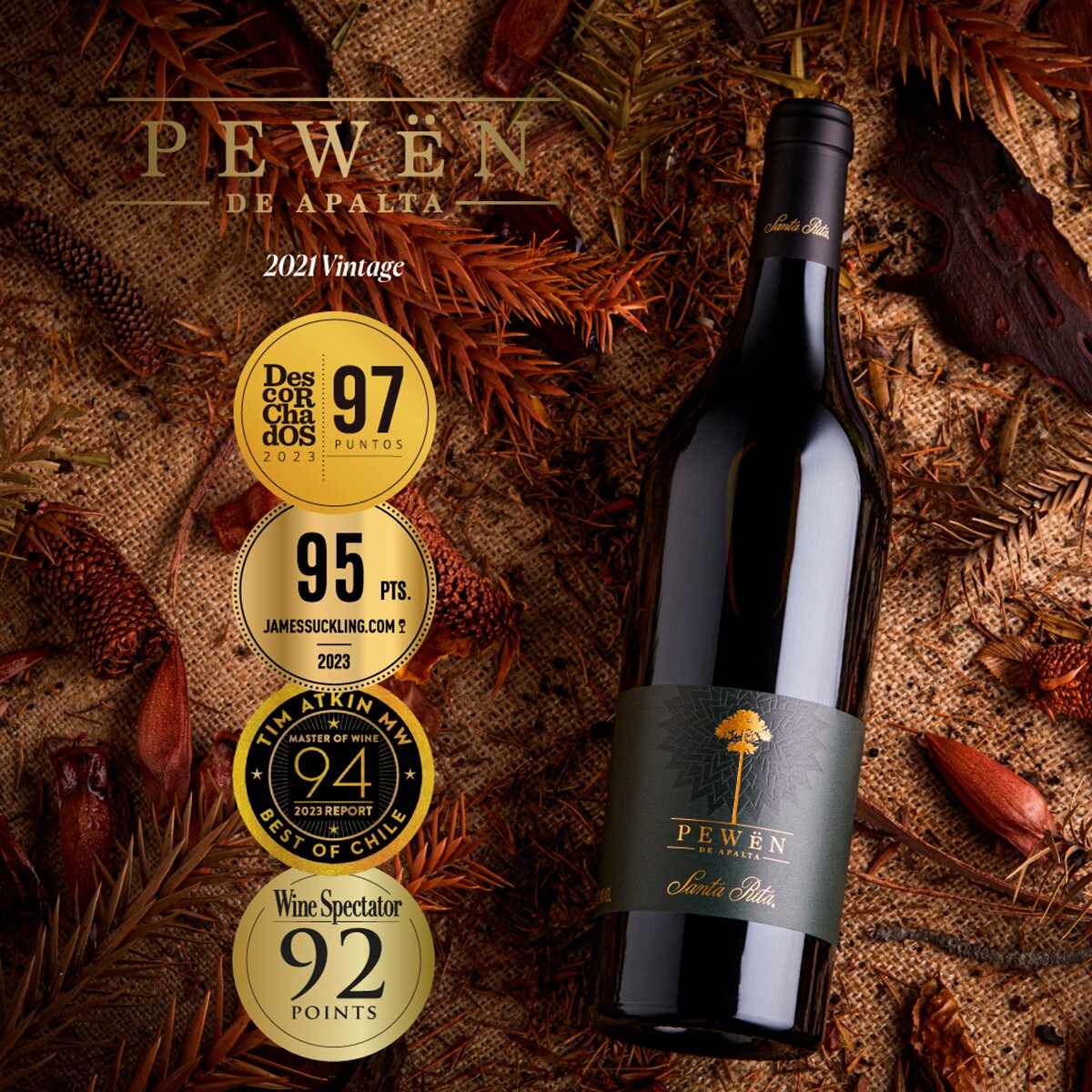 Vino Tinto Santa Rita Pewën de Apalta Carmenere 750 ml