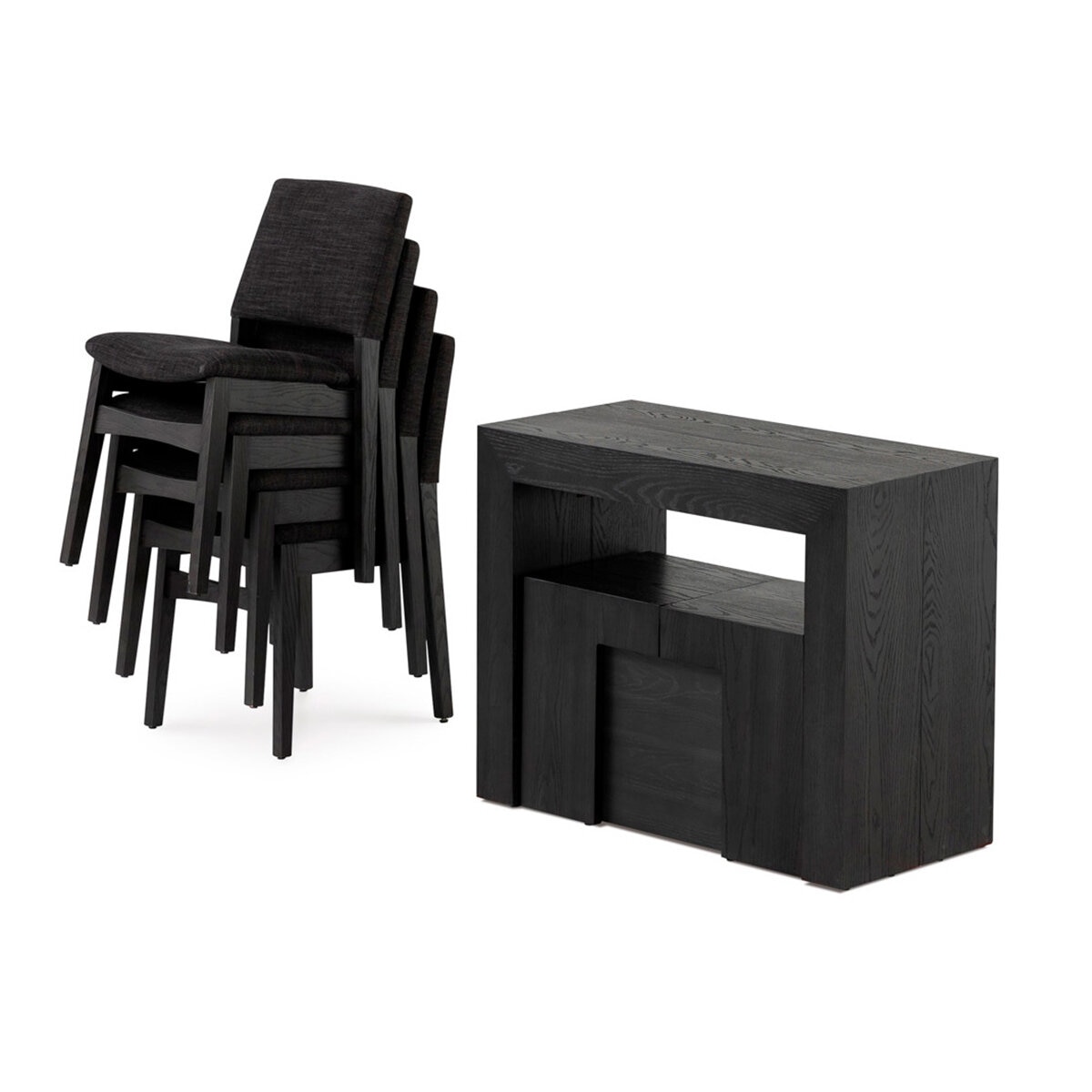 Transformer Table, Set de Comedor Expandible Color Gris Oscuro, Capacidad de hasta 12 Personas, 100% Madera