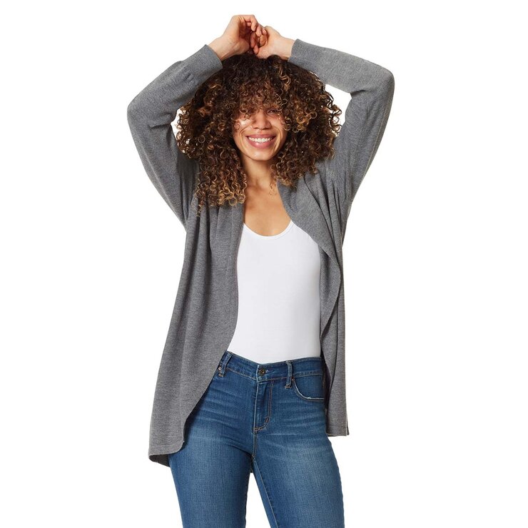 Ella Moss Suéter estilo Cárdigan Drapeado para Dama Gris Extra Grande