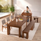 Transformer Table, Set de Comedor Expandible Color Marrón, Capacidad de hasta 12 Personas, 100% Madera