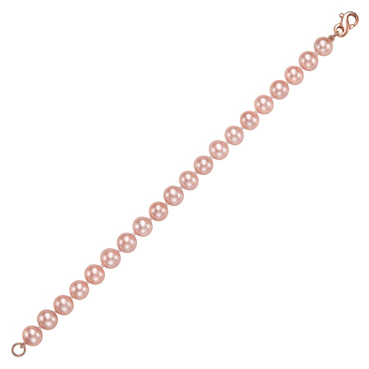 Pulsera de Perlas Rosas Cultivadas 8-8.5mm, Oro Rosa de 14k