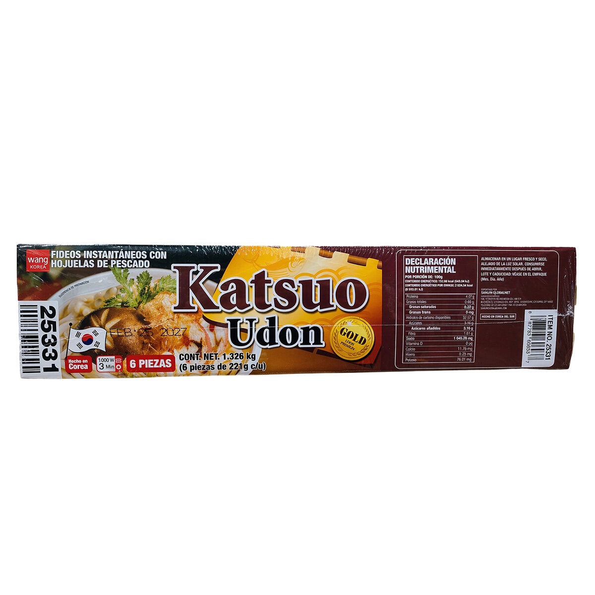 Katsuo Udon Fideos Instantáneos con Hojuelas de Pescado 6/221 g