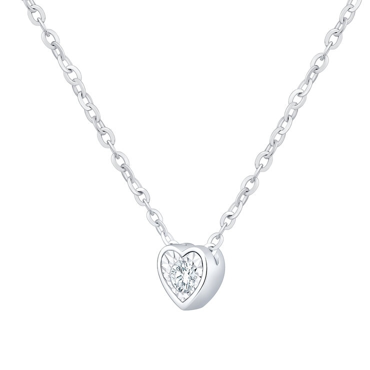 Collar de Diamantes 0.14 CTW, con Dije de Corazón , Oro 14K