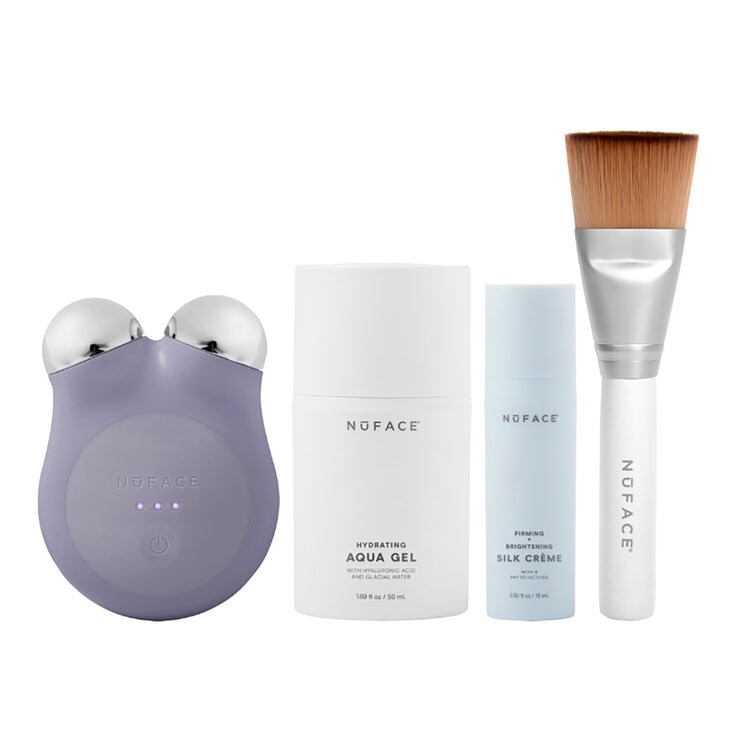 Nuface, MINI+Sandy Rose - Kit de Inicio, Dispositivo Facial de Microcorriente, en 3 Diferentes Colores
